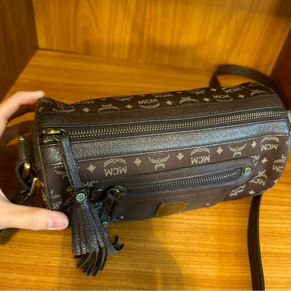 MCM 2way Cylinder/Papillon Crossbody/Shoulder Bag Brown - Picture 12 of 13